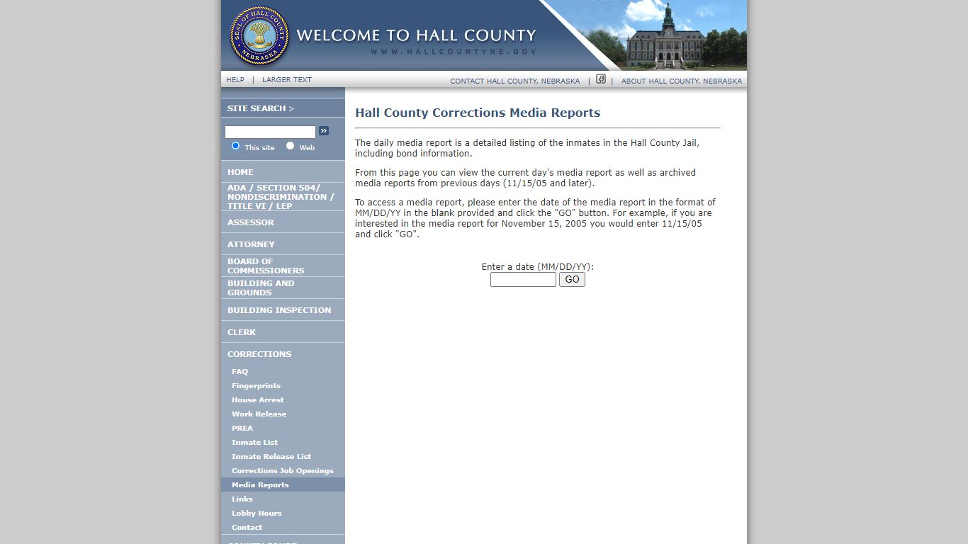 Hall County Corrections Media Reports - Hall County, Nebraska